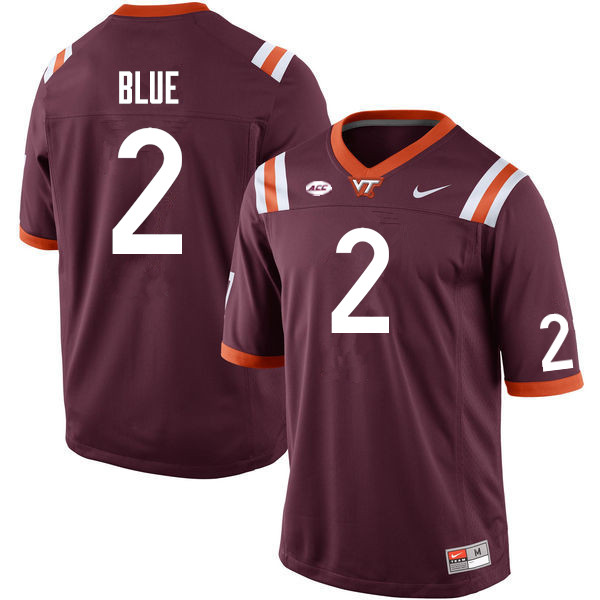 Men #2 Jadan Blue Virginia Tech Hokies College Football Jerseys Sale-Maroon - Click Image to Close